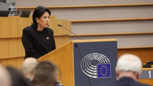 Gruzínská prezidentka Salome Zurabišviliová v Evropském parlamentu