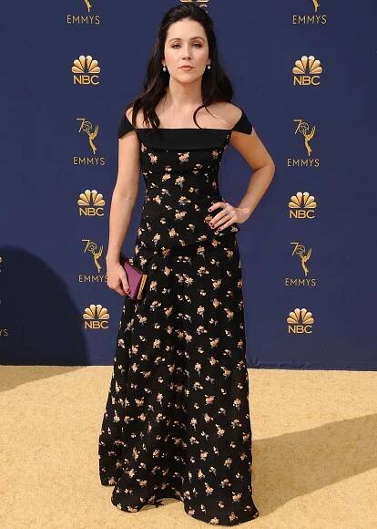 Shannon Woodward embraced timeless elegance in a black off-the-shoulder floral gown while attending the 70th Primetime Emmy Awards at the Microsoft Theater in Los Angeles, California, on September 17, 2018