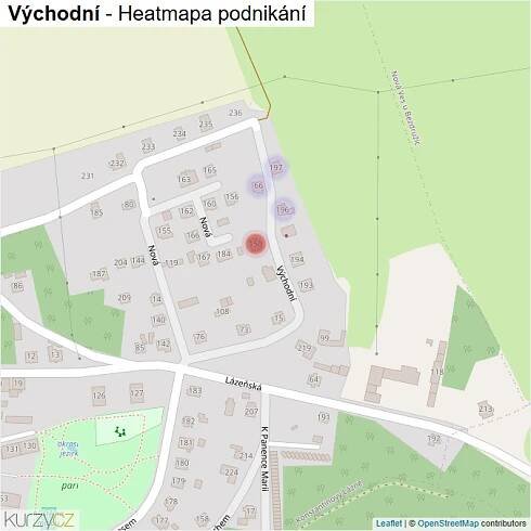 Mapa Východní - Firmy v ulici.