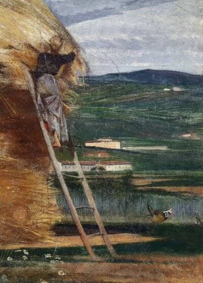 Kupka sena, rolník na žebříku od Giovanni Boldini