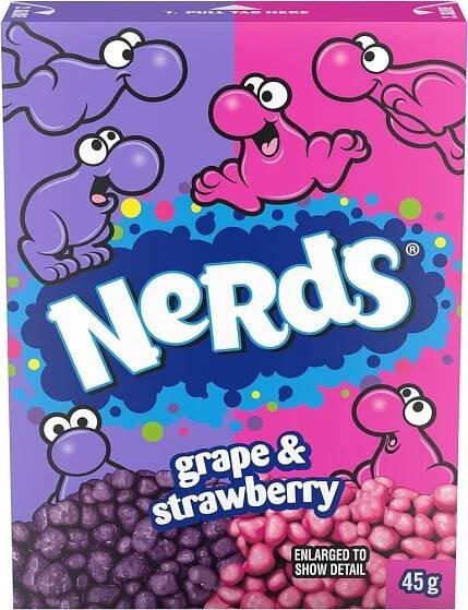 Nerds bonbonky s příchutí jahody a hroznového vína 46,7 g