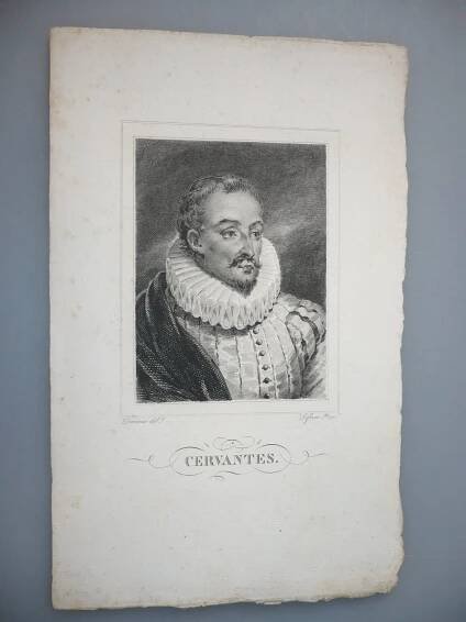 Miguel de Cervantes y Saavedra, španělský spisovatel - oceloryt cca 1850, grafika, nesignováno