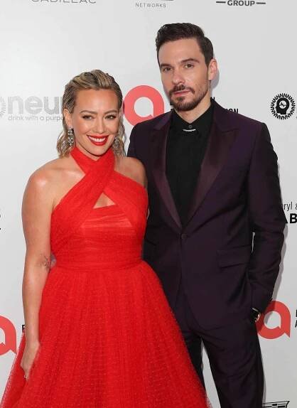 Hilary Duff and Matthew Koma at a 2023 Academy Awards viewing party