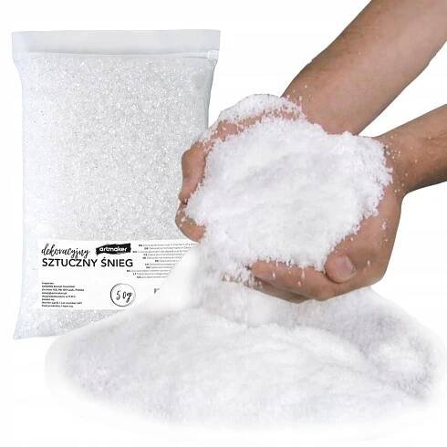 Umělý sníh v prášku 50 g 1 L Sypké vločky pro vánoční dekorace XL