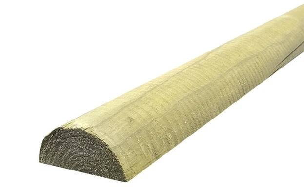 Dřevěná půlkulatina, průměr 80 mm, délka 3000 mm, Severská borovice, IMPREGNOVANÁ, zelená - bez fazety