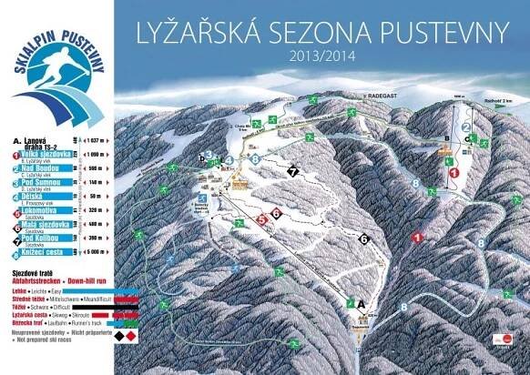 SK Skialpin Pustevny mapa areálu
