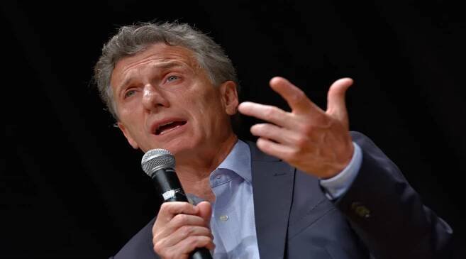 Mauricio Macri hovoří na tiskové konferenci — Stock obrázek