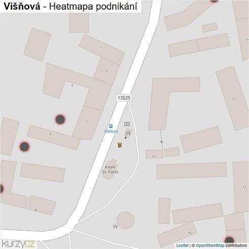 Mapa Višňová - Firmy v obci.