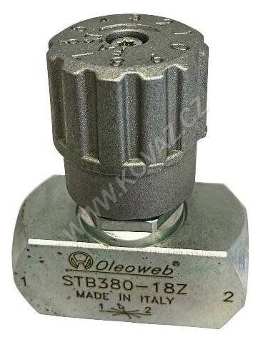 Hydraulický škrtící ventil oboustranný G1/2", průtok 50 l/m, DIN 51524