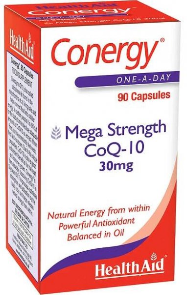 Health Aid Conergy CoQ-10 30mg Συμπλήρωμα Διατροφής Συνενζύμου Q10 για Ενέργεια σε Κυτταρικό επίπεδο με Ισχυρές Αντιοξειδωτικές Ιδιότητες 90caps