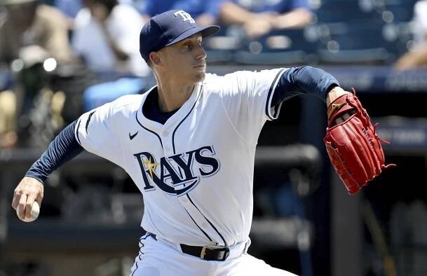 Tampa Bay Rays pitcher throwing a baseball.