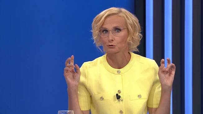Předsedkyně komunistů a lídryně koalice Stačilo! Kateřina Konečná v Partii Terezie Tománkové 17. srpna 2025