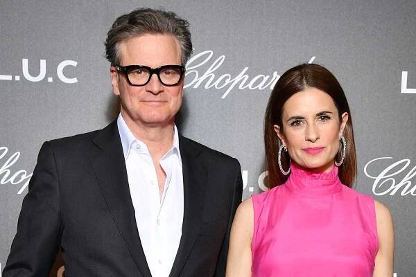 Colin Firth and Livia Giuggioli attend Chopard's The Gentleman's Evening At The Hotel Martinez at Hotel Martinez on May 21, 2019 in Cannes, France.