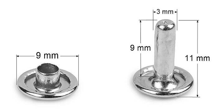 Duté nýty na kůži a silné látky Prym Ø9 mm, malé, nikl