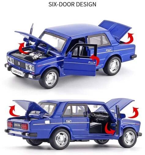 Model auta LADA 2106 v měřítku 1/32, stahovací autíčko se zvukem a světlem pro děti Batole Kluci Dívčí Dárková kolekce