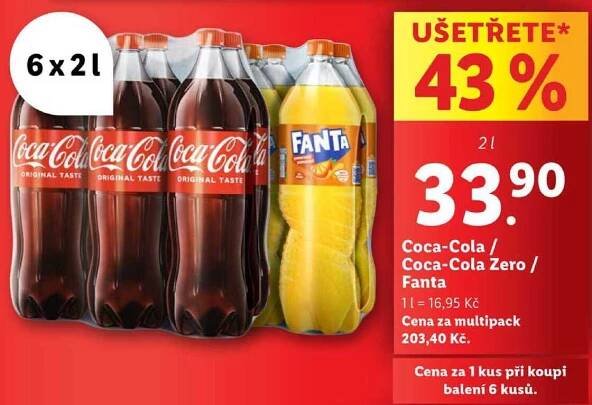 Coca-Cola/Coca-Cola Zero/Fanta, 2 l