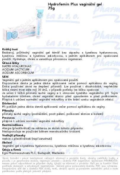 Hydrofemin Plus vaginální gel 75 g | SOS lékárna online, internetová lékárna, léky