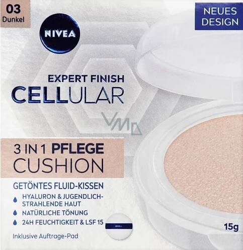 Nivea Expert Finish Cellular 3v1 pečující tónovací krém make-up v houbičce 03 Dark 15 g - VMD drogerie a parfumerie
