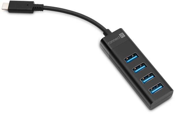 USB rozbočovač QUATTRO USB-C 4 porty; černý