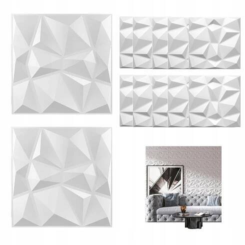 BÍLÉ NÁSTĚNNÉ PANELY STROPNÍ KAZETY 3D BRILIANT DEKORATIVNÍ 30X30CM 12 KS