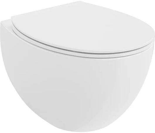 Mexen Egg WC mísa Rimless s pomalu klesající deskou slim, duroplast, bílý lesk - 30245000