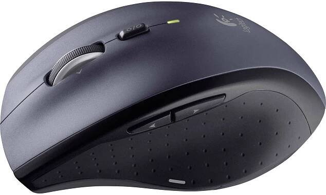Logitech M705 Marathon laserová ergonomická myš, bezdrátový, 7 tlačítko, 1000 dpi, černá, stříbrná