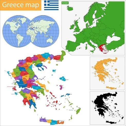Mapa Řecka — Ilustrace