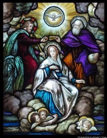 "Mary's Coronation" Religious Stained Glass Window