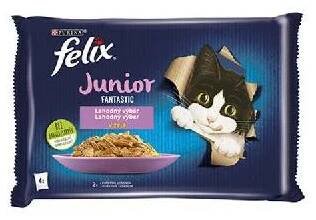 FELIX Fantastic Junior s kuřetem a lososem v želé 4 x 85 g