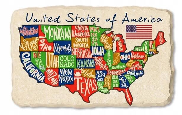 USA SPOJENÉ STÁTY MAPA magnet kámen 996