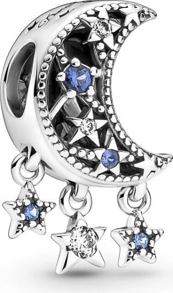 PANDORA Charm Moments "Měsíc posetý hvězdami" stříbrná, modrá