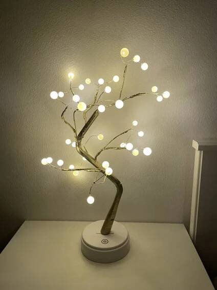 Koupit LED noční světlo Mini vánoční stromeček Měděná drátěná girlanda Lampa pro domácí děti do ložnice Dekor Pohádková