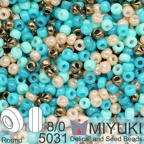 Korálky Miyuki Round 8/0. Barva 5031 Mix Blue beach. Balení 5g