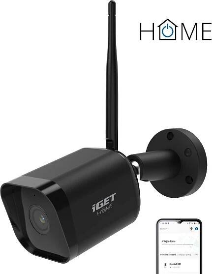 iGET HOME Camera CS6 Black - venkovní odolná IP FullHD, s detekcí pohybu a zvuku a nočním viděním