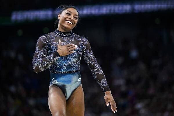 Simone Biles during the 2024 Olympics in Paris.