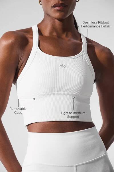 Seamless Ribbed Favorite Bra Tank - White