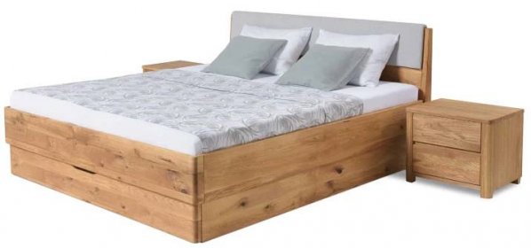 Masivní postel s úložným prostorem Monte 180x200 z dubu