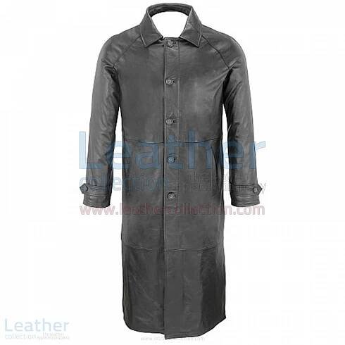 Classic Black Leather Trench Coat | black leather trench coat