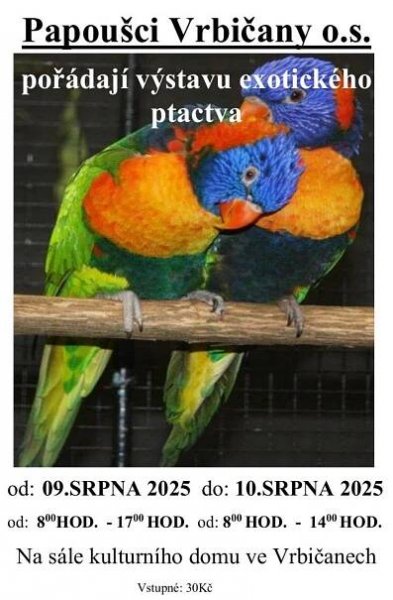 Přehled ptačích burz a výstav pro víkend 8. až 10. srpna 2025 – Ararauna.cz
