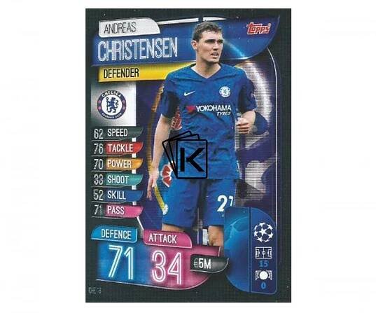 Fotbalová kartička 2019-2020 Topps Champions League Match Attax - Chelsea FC - Andreas Christensen 13