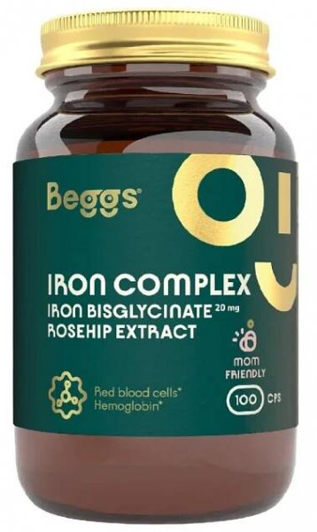 Beggs Iron bisglycinate 20 mg rosehip extract 100 kapslí