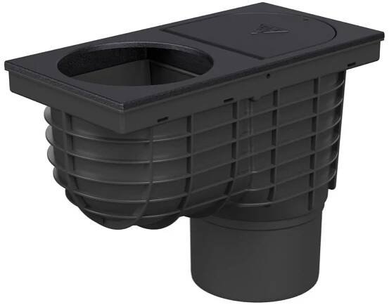 Lapač střešních splavenin "GAJGR" D 125 mm plastový s litinovým povrchem, černý 325B Li (DN125)