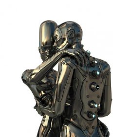 Couple of robotic man and woman