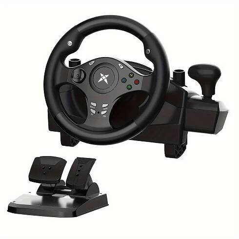 * Gaming Steering Wheel with Pedal, *° * Wheel with Vibration *, * Controller Compatible for PS4, * X/S, * One, PS3, *