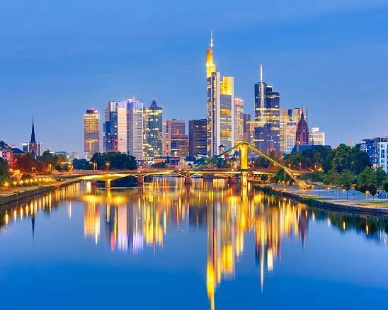 Frankfurt po západu slunce — Stock obrázek