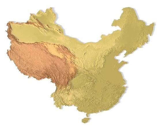 China Topographic STL Map – Front View