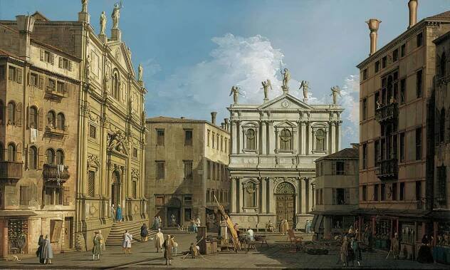 Canaletto: Campo S. Salvatore - Oil on canvas - Private Collection