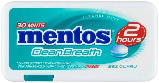 Mentos Clean Breath Intense Mint pastilky 21g