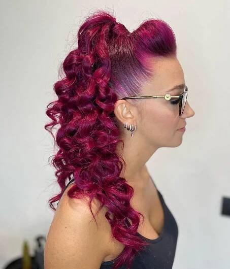 magenta ponytail