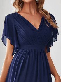 Tmavě modré společenské šaty či pro svatebního hosta "Katherine" s volnými rukávy